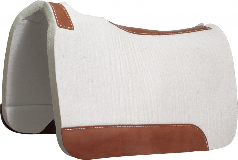 Mustang Blue Horse Pressed Wool Contoured Pad with Top Grain Wear Leathers
