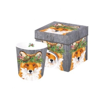 Holly Berry Fox Boxed Mug