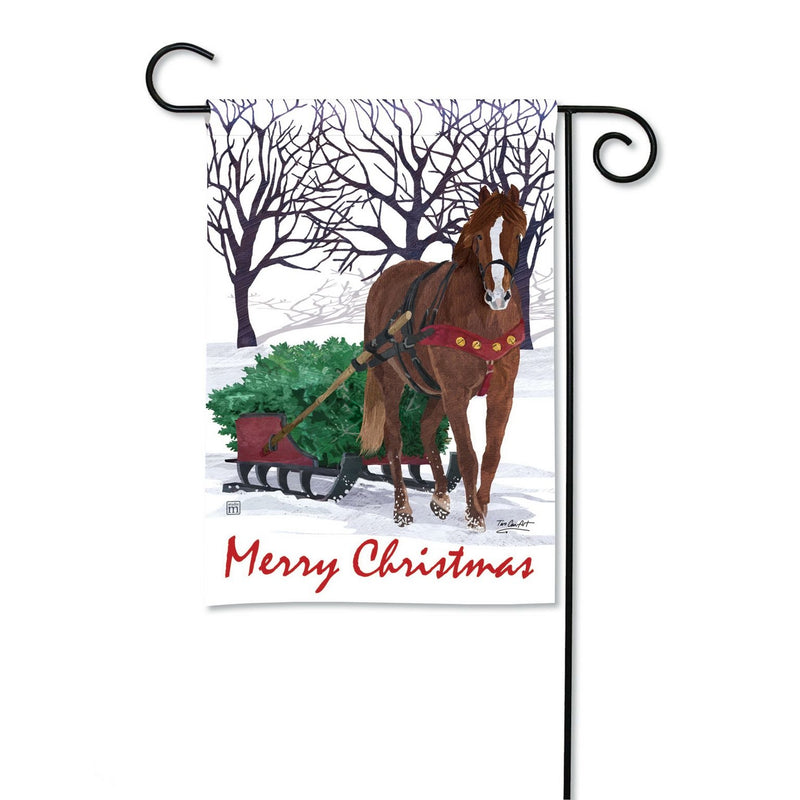 Winter Horse Sleigh Garden Flag