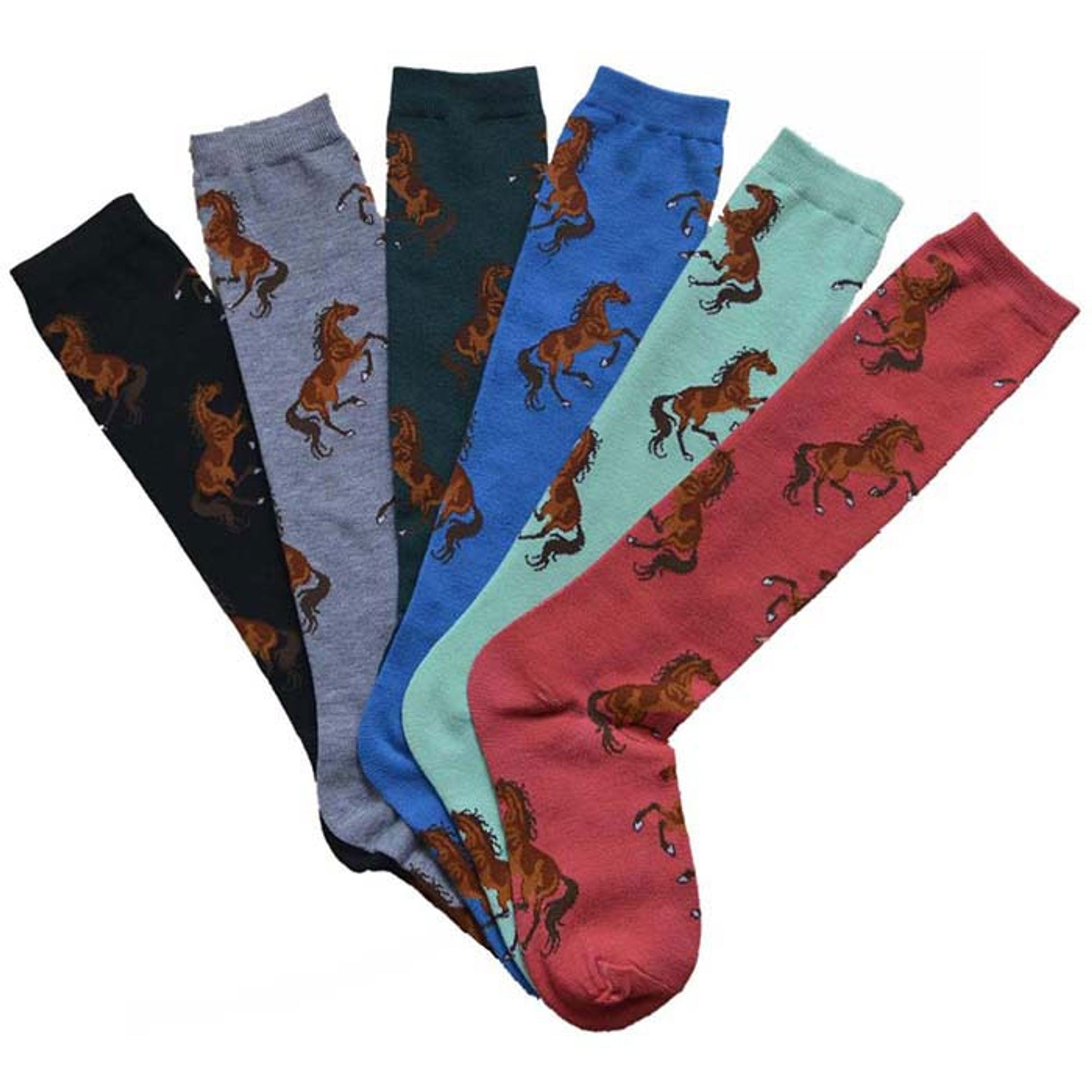 Kelley Ladies Bay Horses Tall Sock - 6-pack