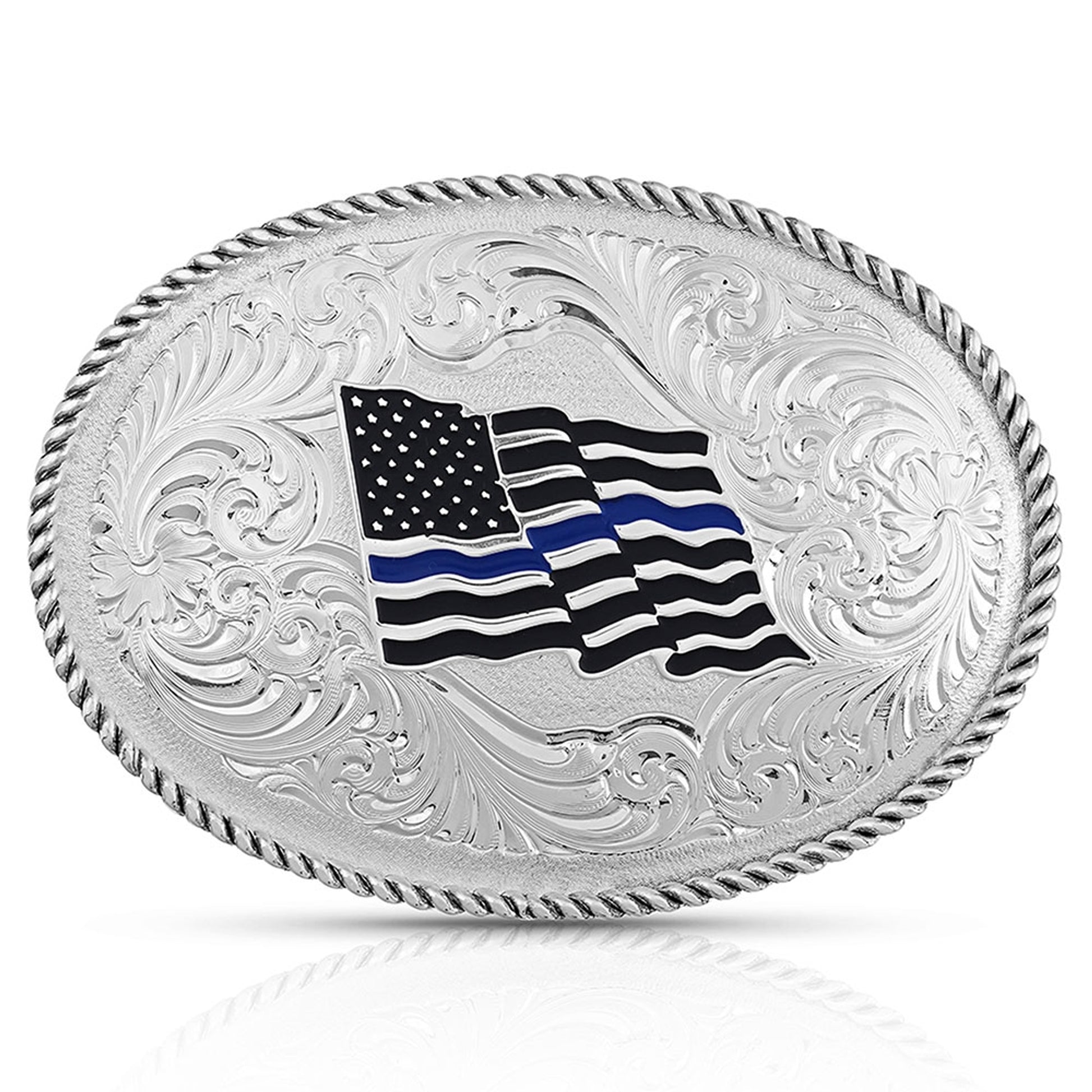 Montana Silversmiths Thin Blue Line Flag Buckle