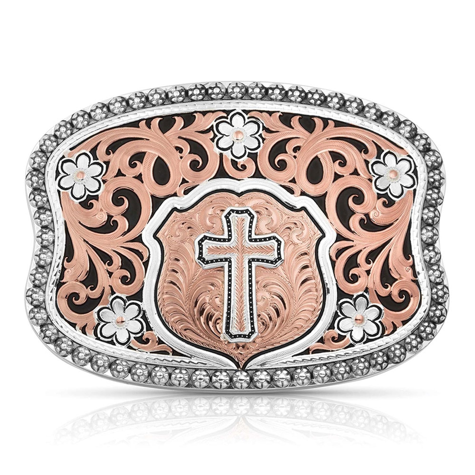 Montana Silversmiths Guarding the Wild Buckle with Wheat Cross