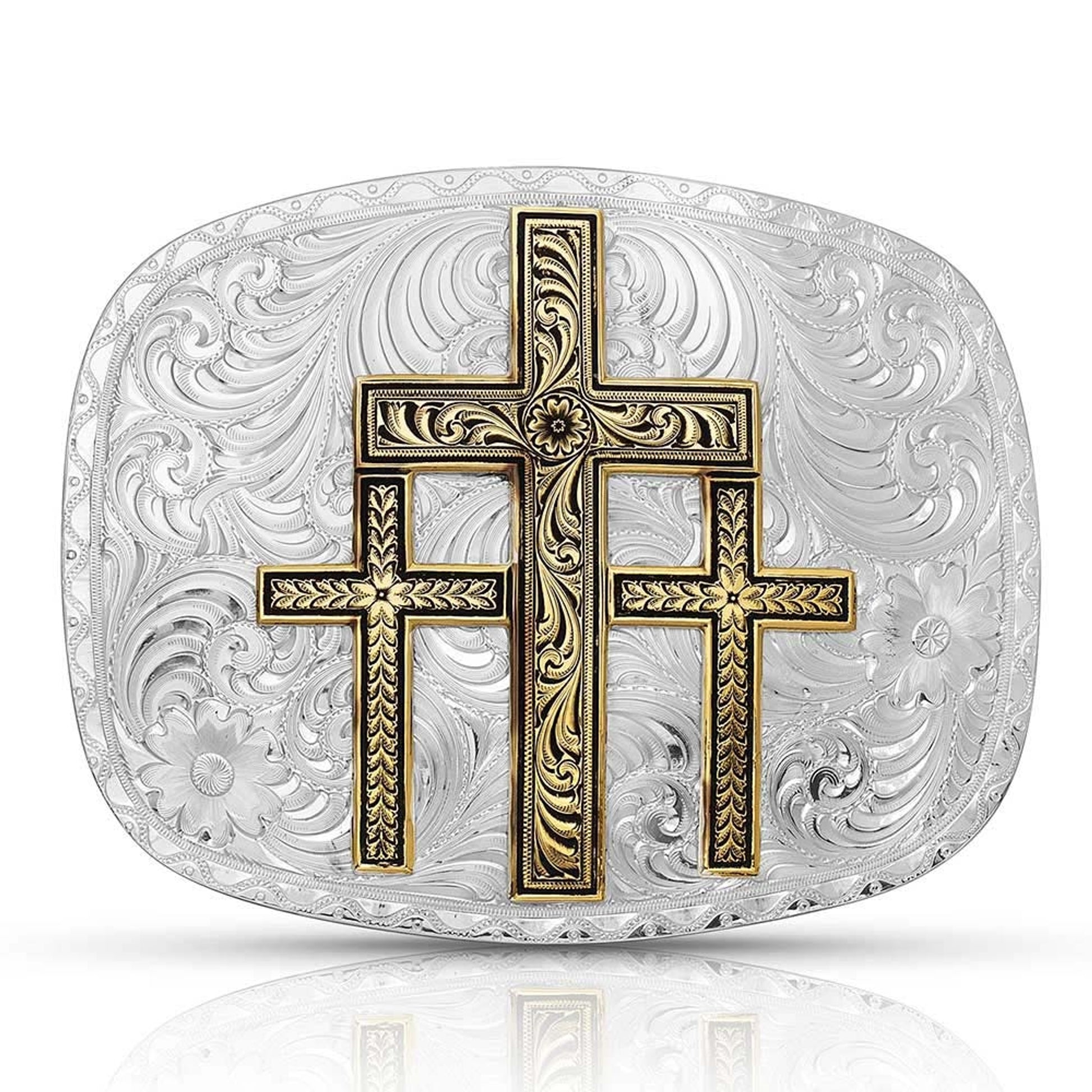 Montana Silversmiths Two-Tone Triple Cross Buckle