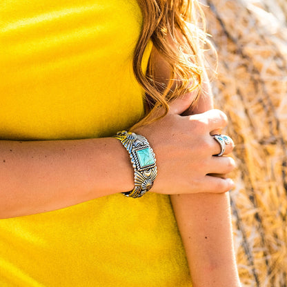 Montana Silversmiths Flourished Turquoise Cuff Bracelet