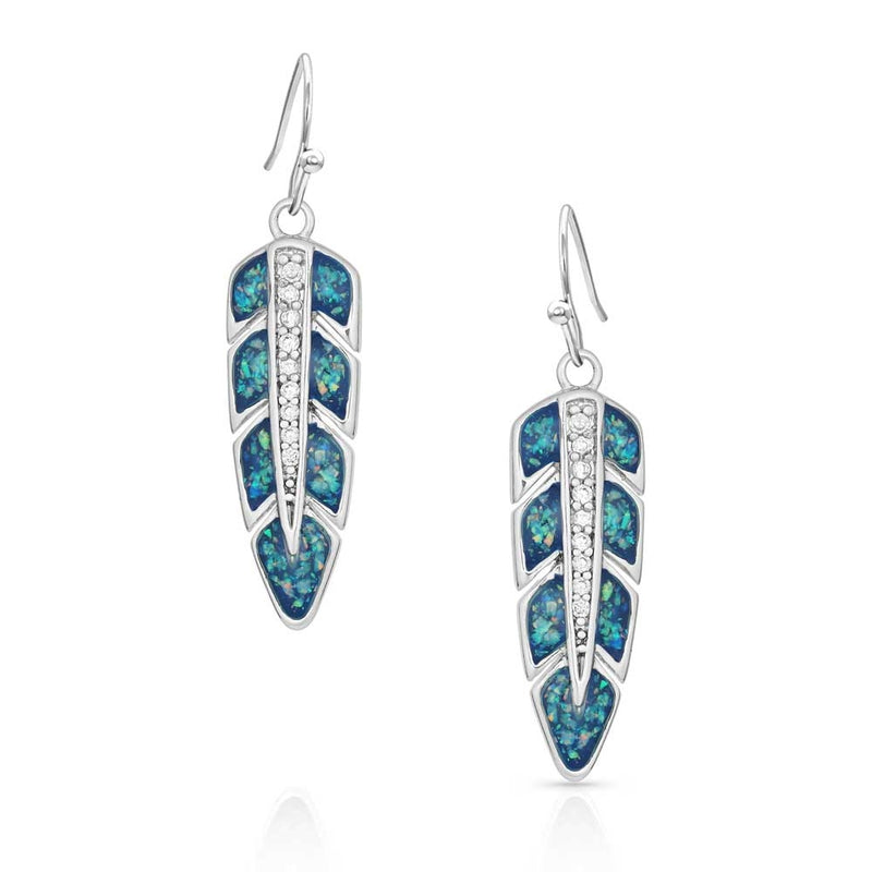 Montana Silversmiths Hawk Feather Opal Earrings