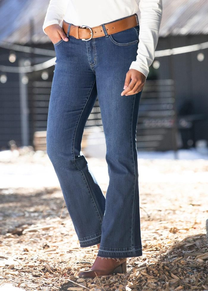 EQL by Kerrits Ladies In Motion Bootcut Jeans with Raw Hem