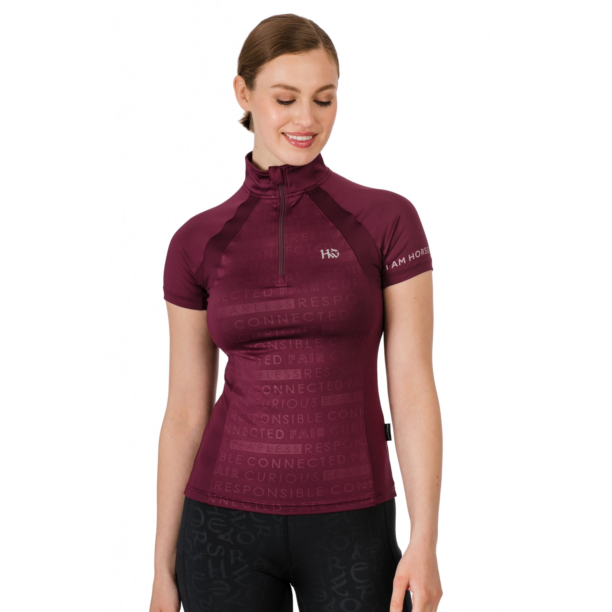 Horseware Ladies Aveen Half Zip Technical Short Sleeve Top