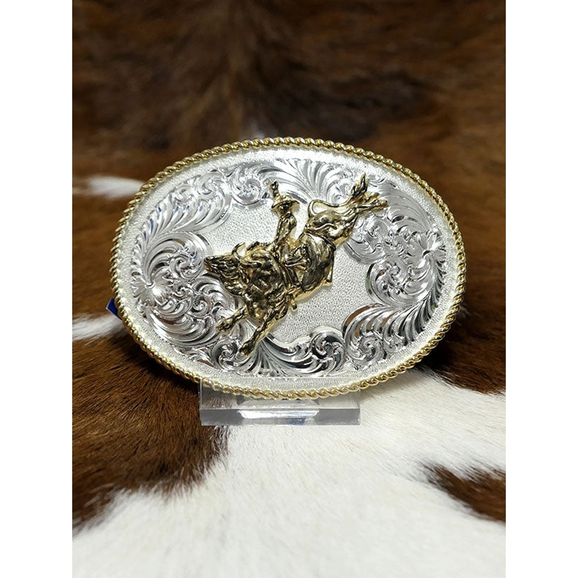 Montana Silversmiths Mens Bullrider Gold Rope Western Buckle