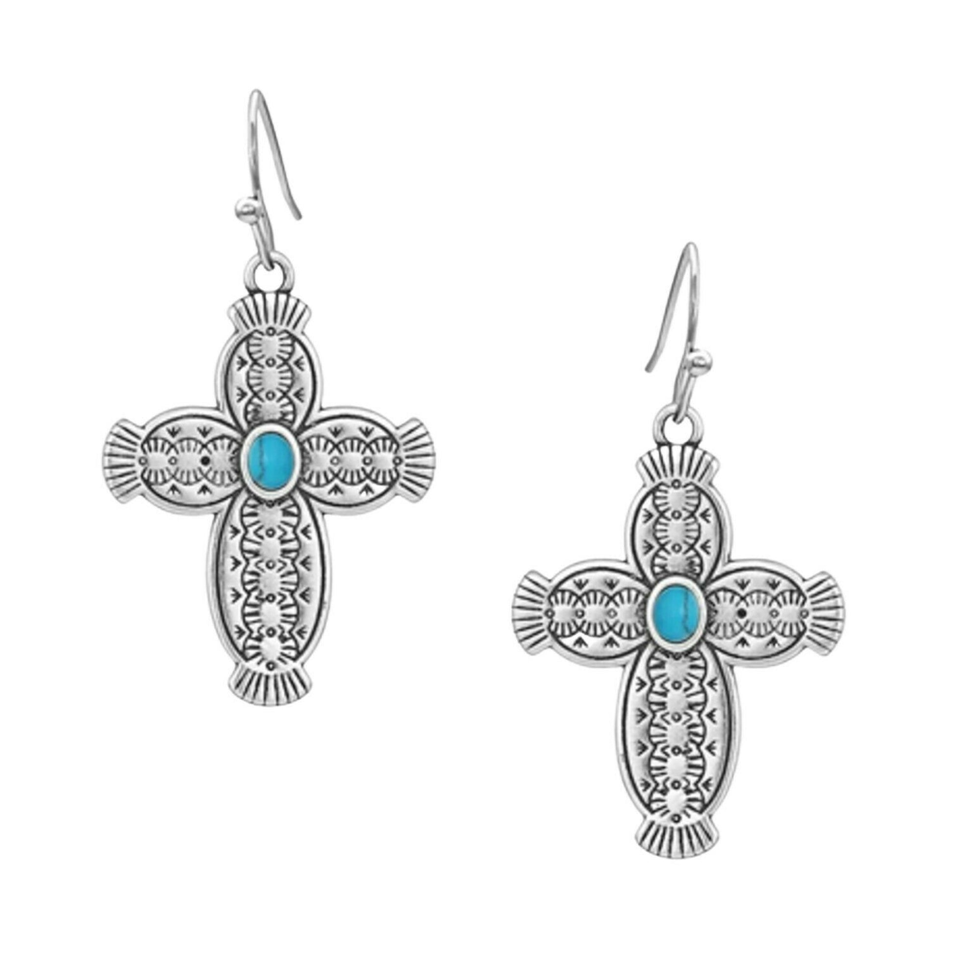 Montana Silversmiths Royal Western Opal Cross Earrings
