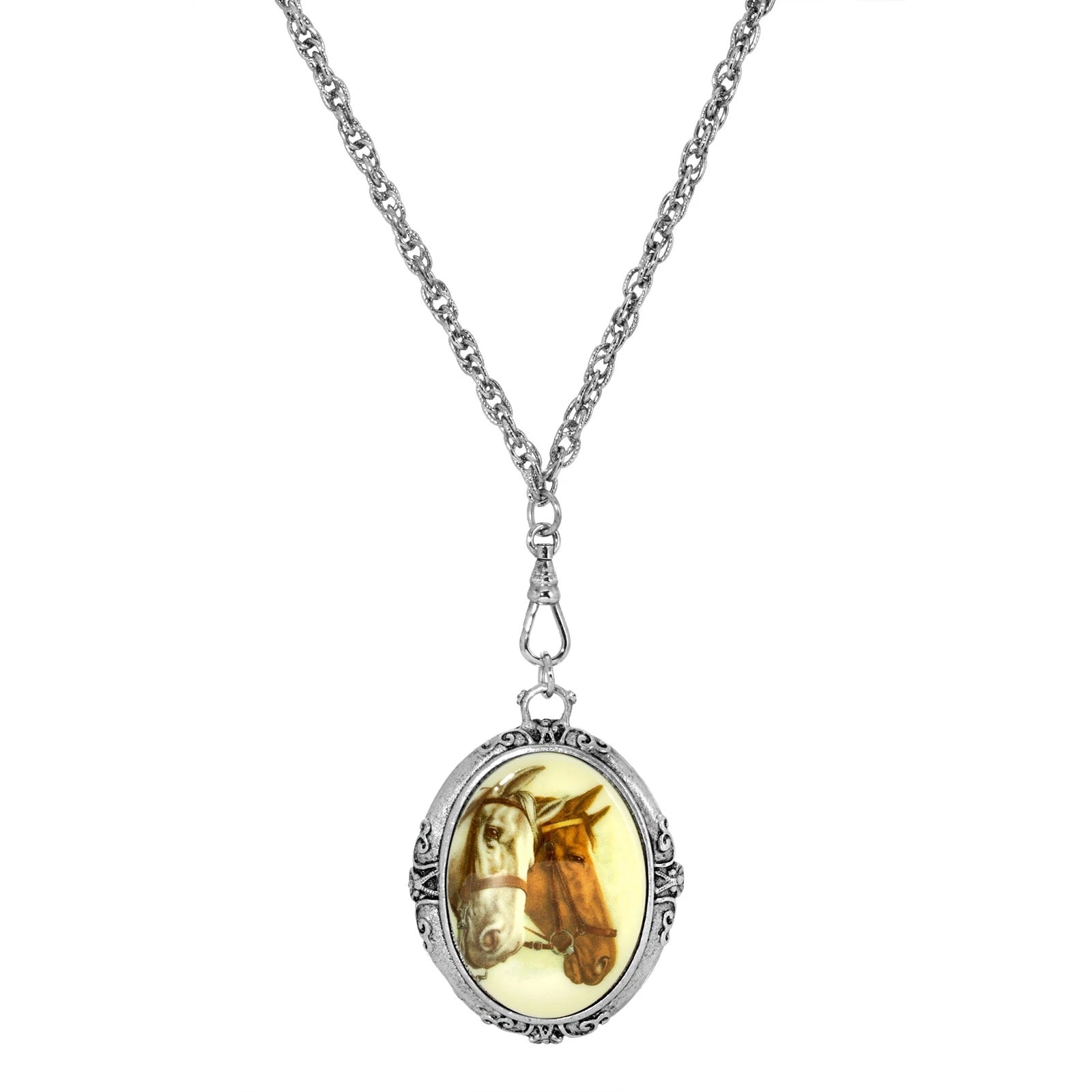 1928 Jewelry Oval Horse Head Stone Necklace– HorseLoverZ