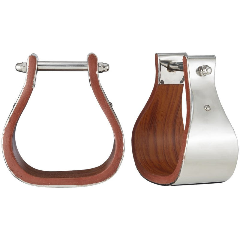 Tough1 Polished Stainless Steel/Wood Stirrups