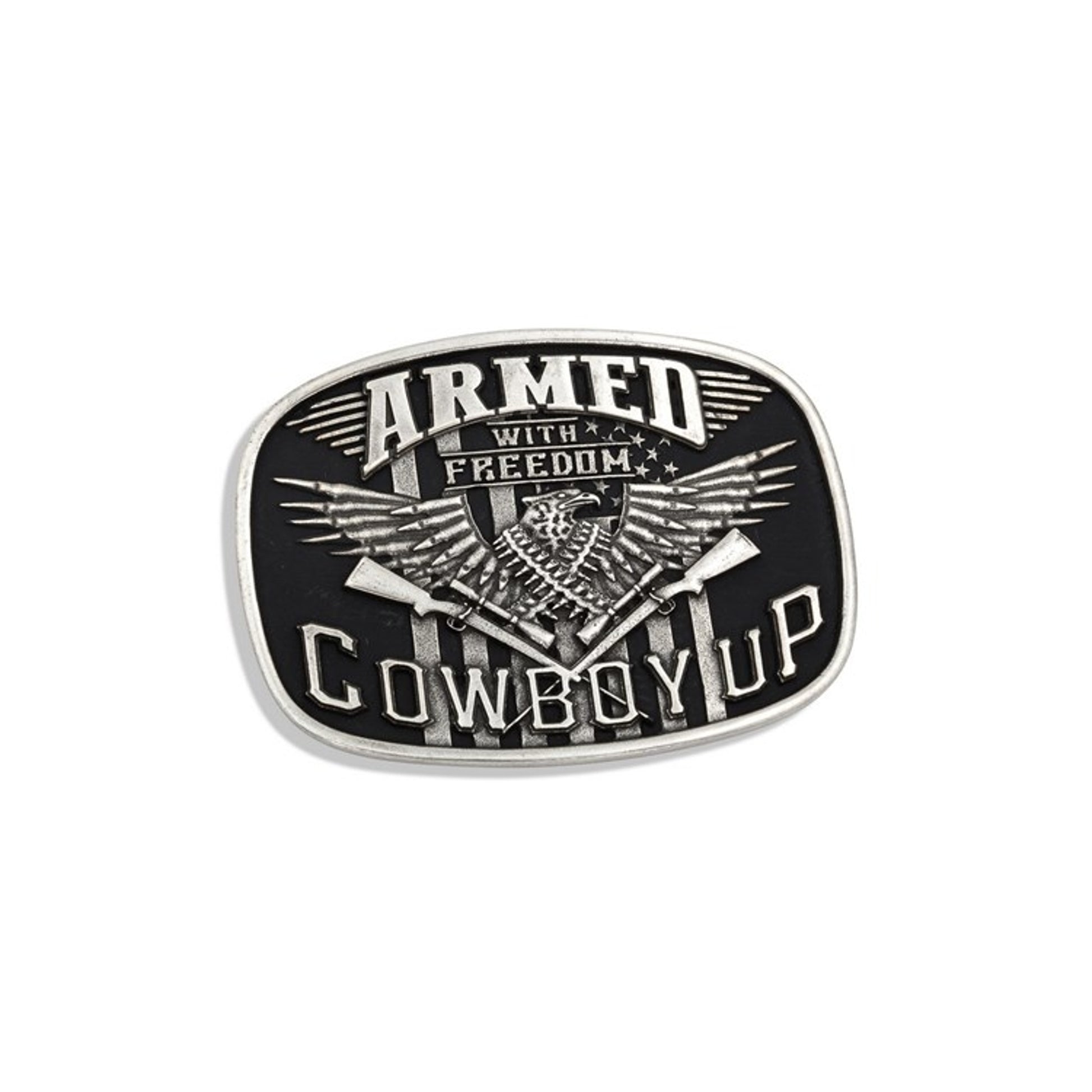 Montana Silversmiths Cowboy Up Armed with Freedom Belt Buckle