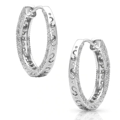 Montana Silversmiths Rope Edge Cubic Zirconia Hoop Earrings