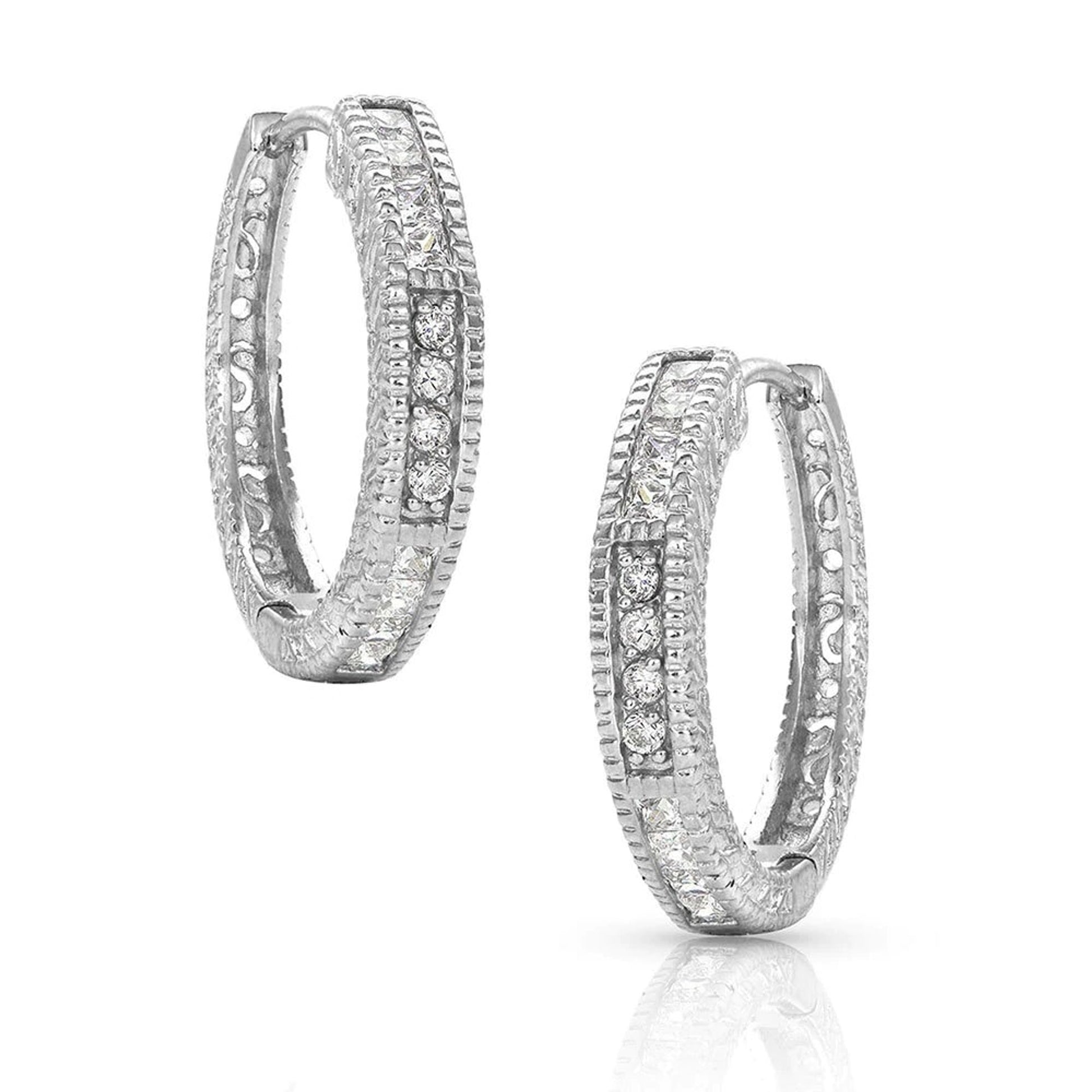 Montana Silversmiths Rope Edge Cubic Zirconia Hoop Earrings