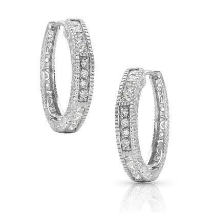 Montana Silversmiths Rope Edge Cubic Zirconia Hoop Earrings