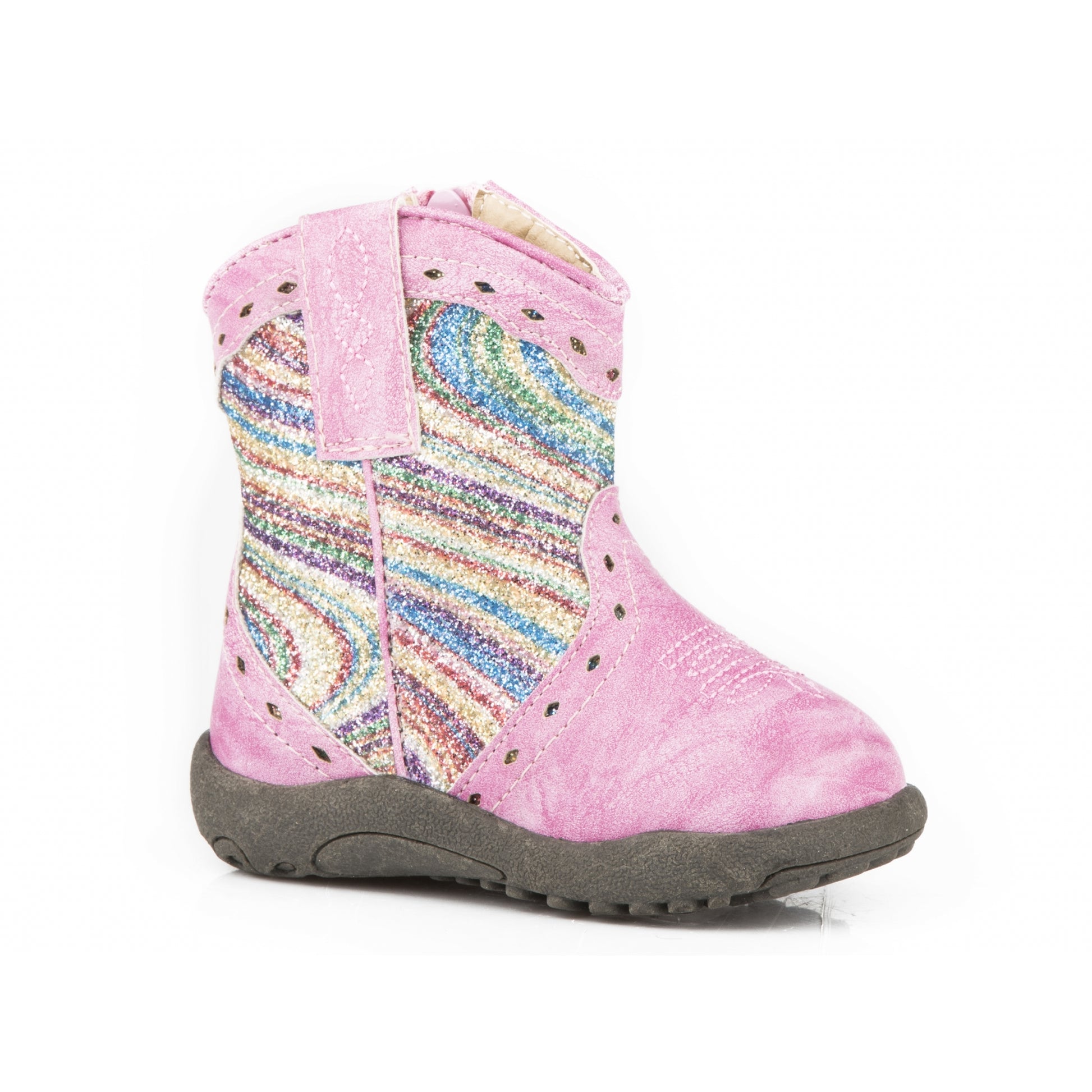 Roper Cowbabies Infant Girls Triad Design Pink Vamp/Swirly Boots