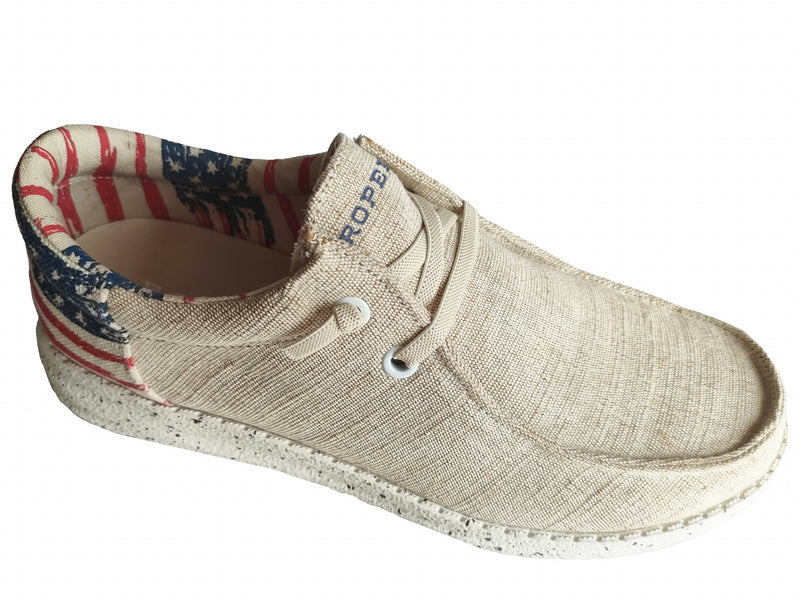 Roper Kids Beige Canvas With Flag Heel Chukkas