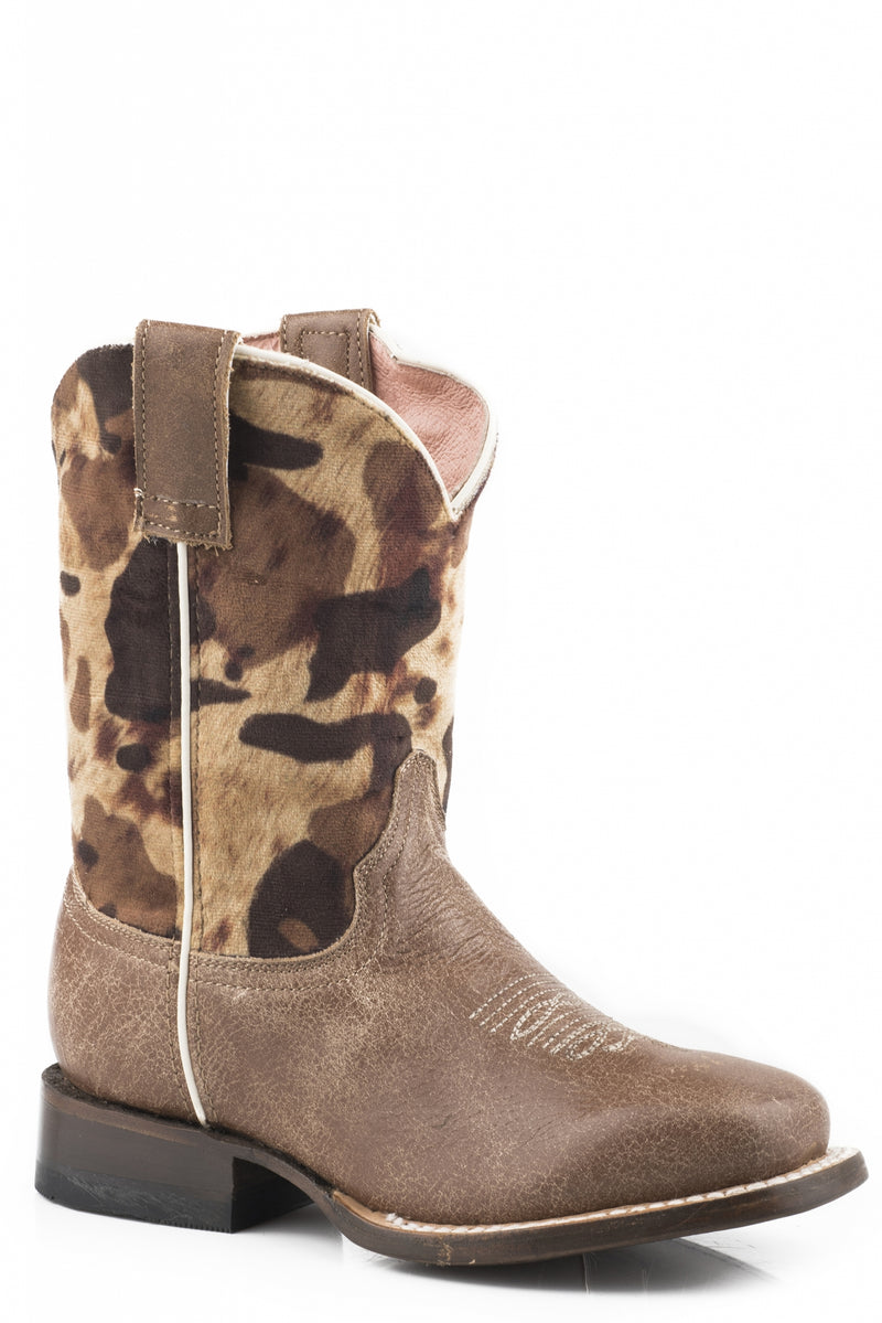 Roper Kids Cow/Soft Brown Leather Western Boots
