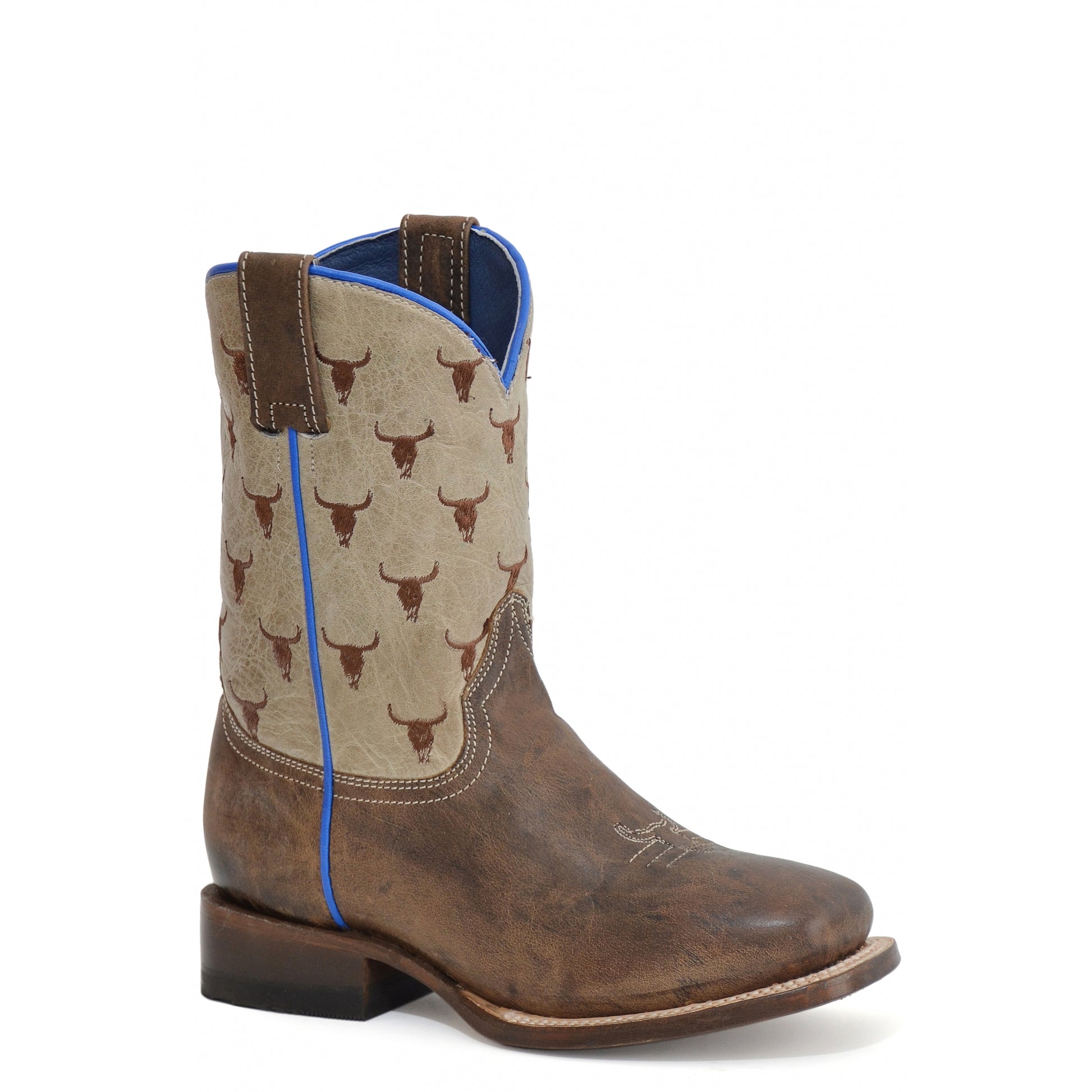 Roper Kids Embroidered Steer Head Leather Boots