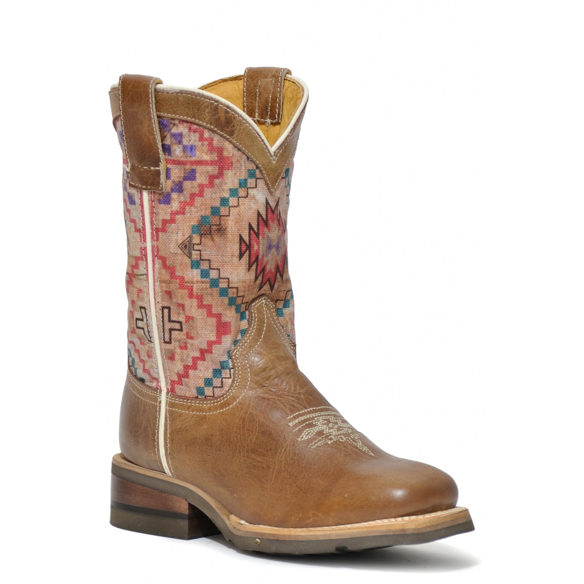Roper Kids Native Printed Square Toe Leather Boots
