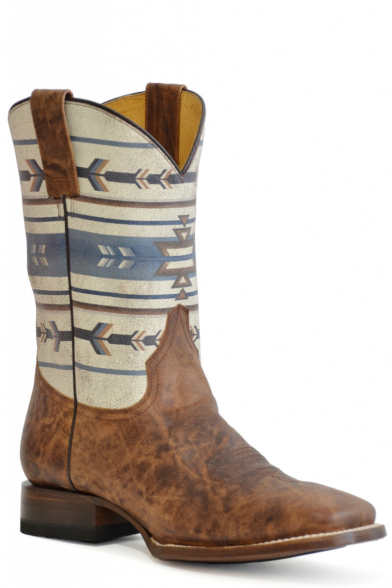 Roper Mens Square Toe Printed Native Design 11" Shaft Leather Boots