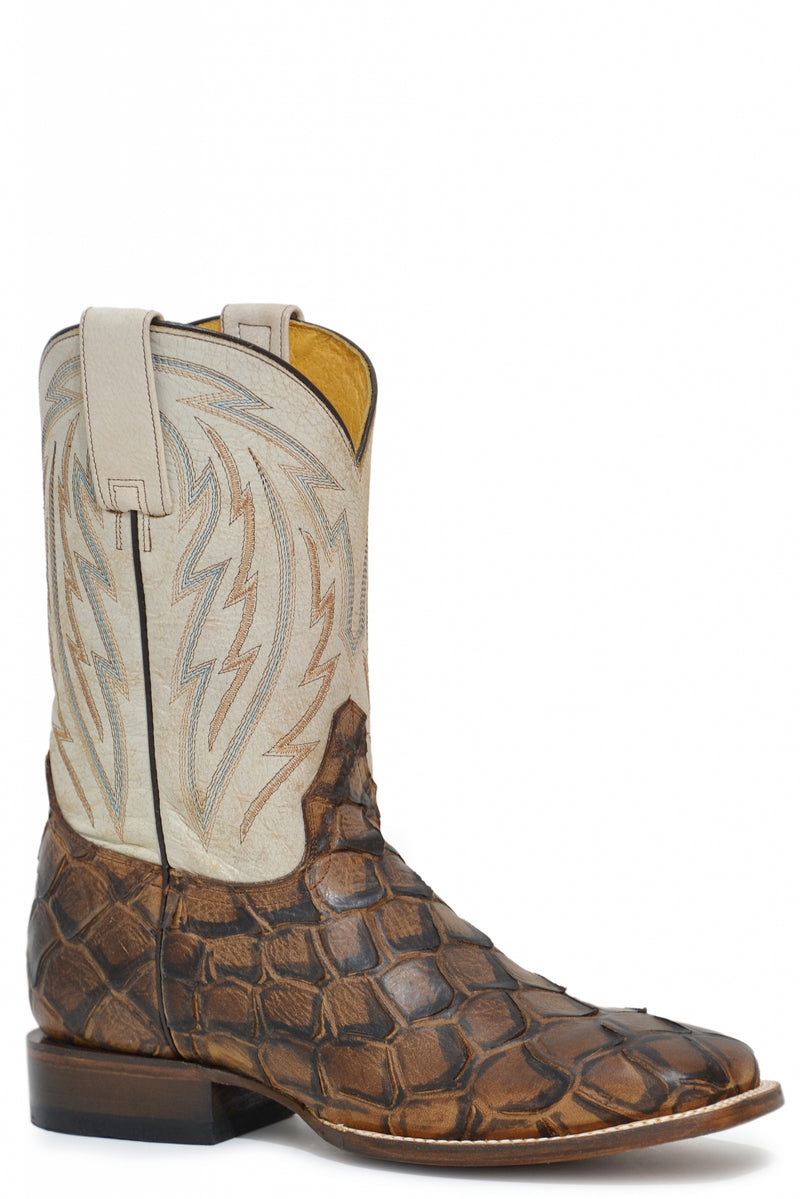 Roper Mens Square Toe Embossed Pirarucu 11" Shaft Leather Boots