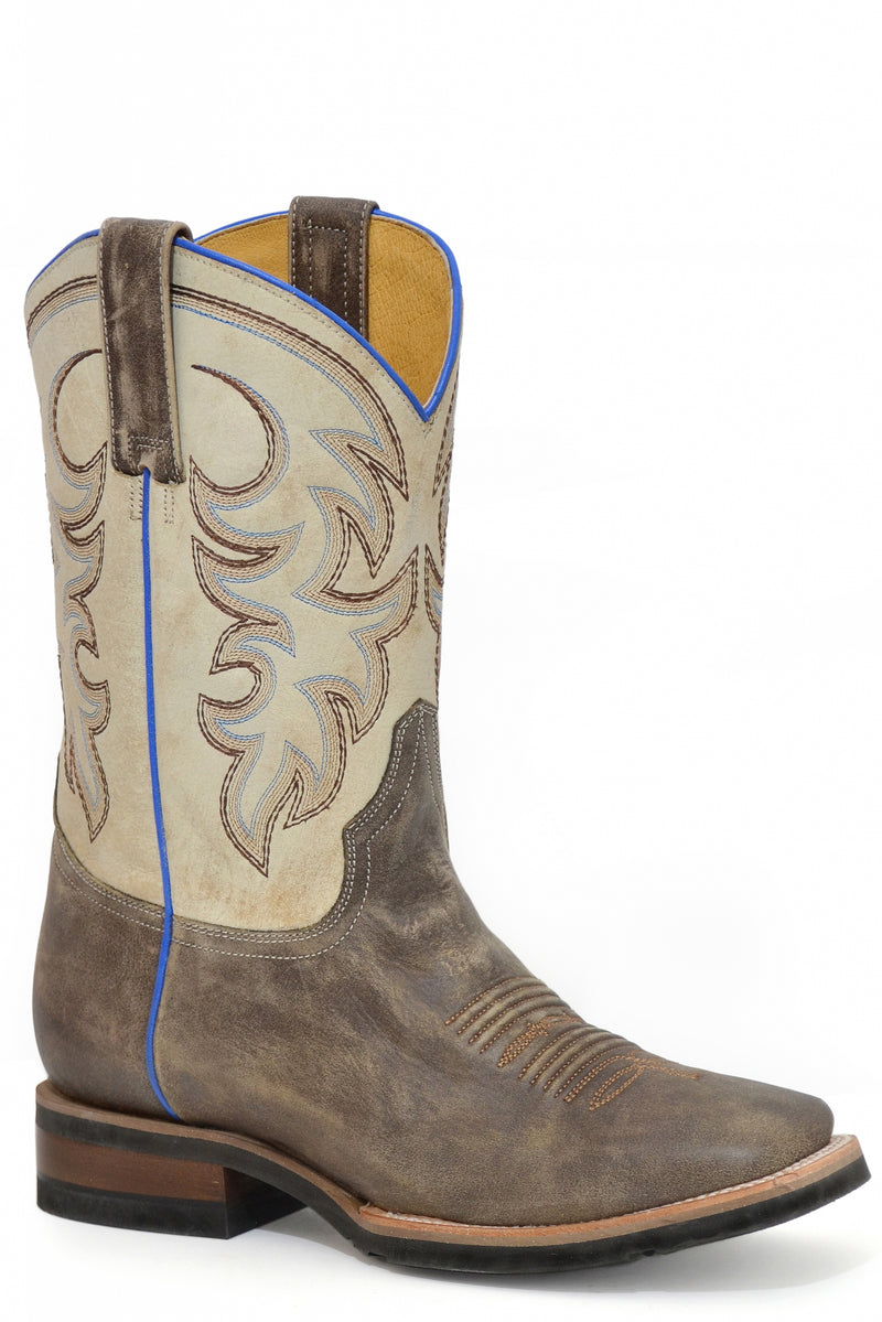 Roper Mens Square Toe Cowboy Embroidery 11" Shaft Leather Boots