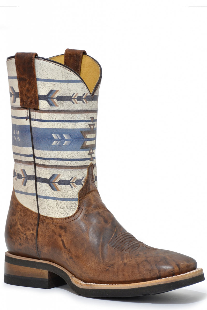 Roper Mens Square Toe Printed Native Design GEO Sole Leather Boots