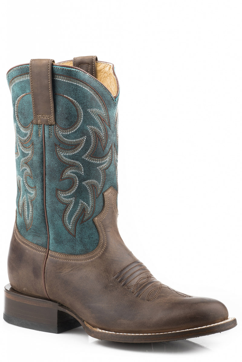 Roper Mens Round Toe Cowboy 11" Shaft Leather Boots