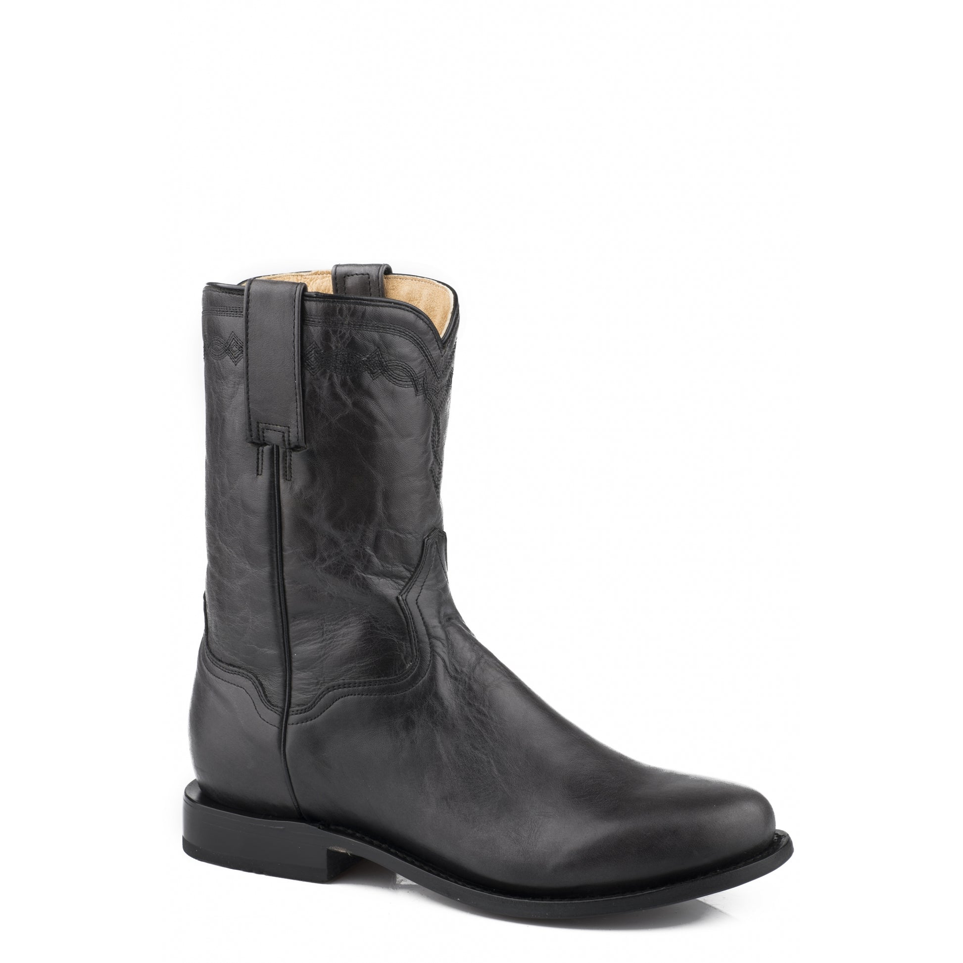 Roper Mens Shiny Black All Over Leather Boots