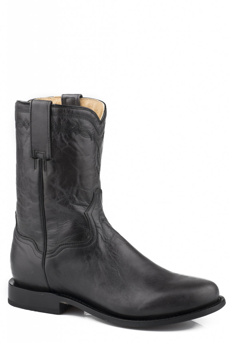 Roper Mens Shiny Black All Over Leather Boots