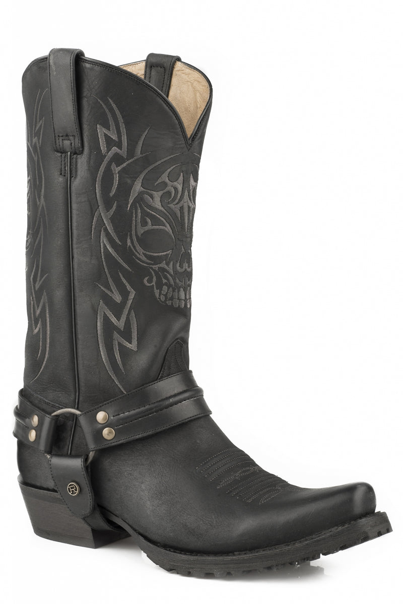 Roper Mens Embroidered Skull Design 13" Shaft Boots