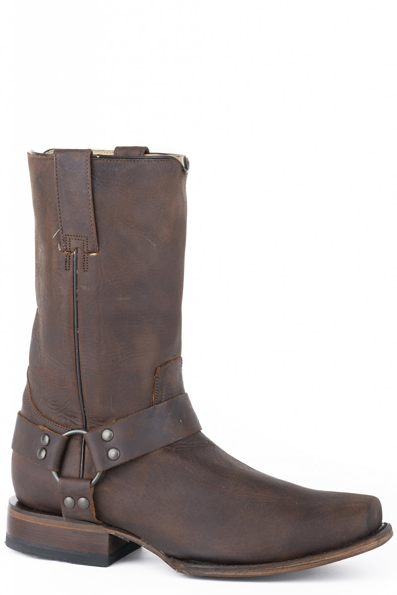 Roper Mens Harness Biker Blunt Toe Leather Boots