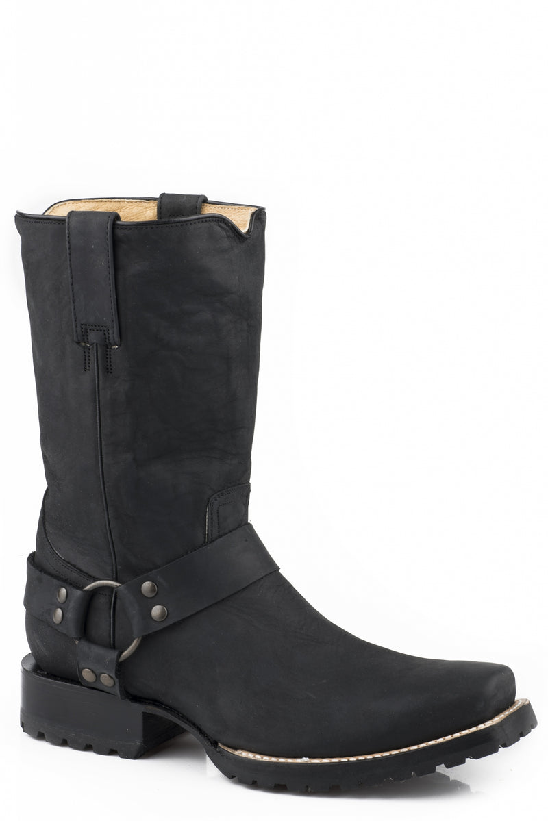 Roper Mens Harness Biker Blunt Toe Leather Boots
