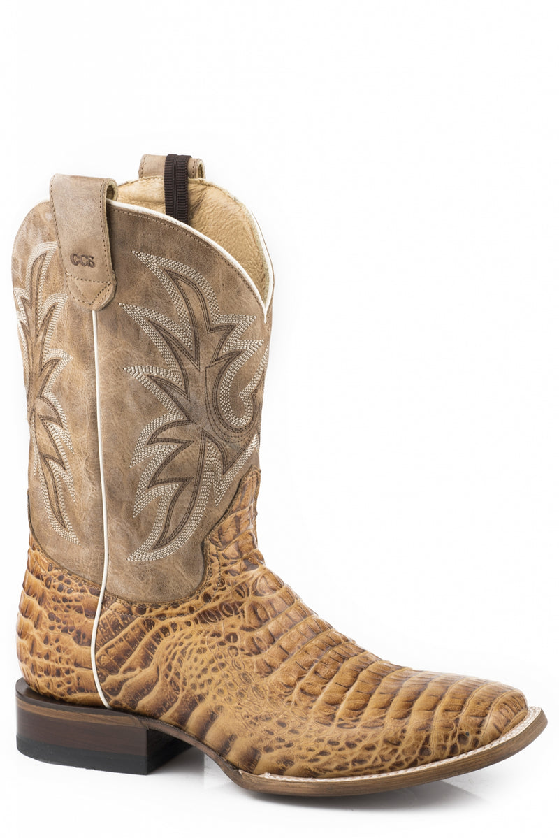 Roper Mens Embossed Caiman Vamp Square Toe Western Boots