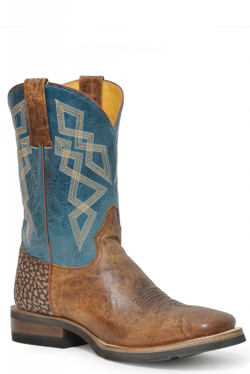 Roper Mens Embossed Bull Heel Leather Boots