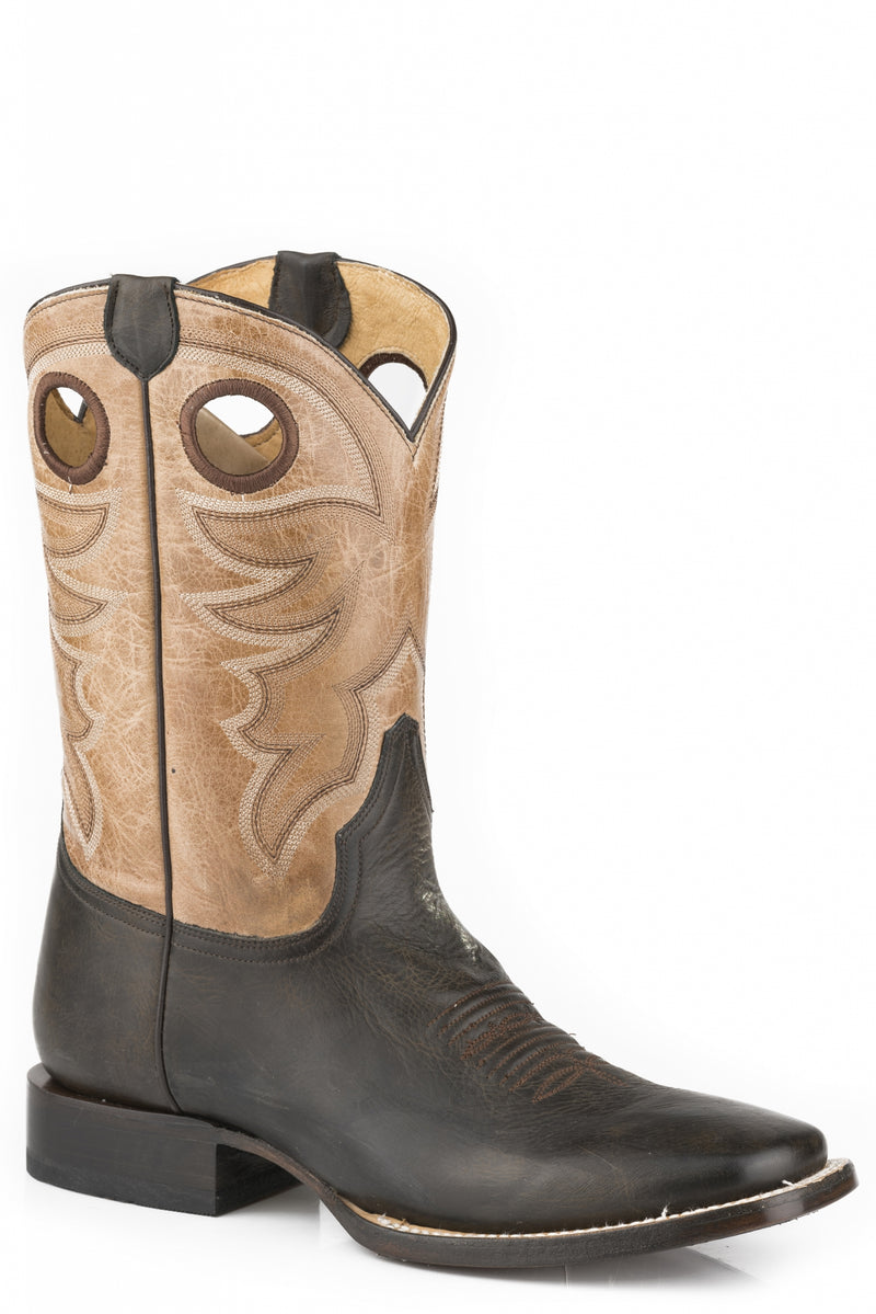 Roper Mens Square Toe 11" Shaft with Pull Holes Leather Boots