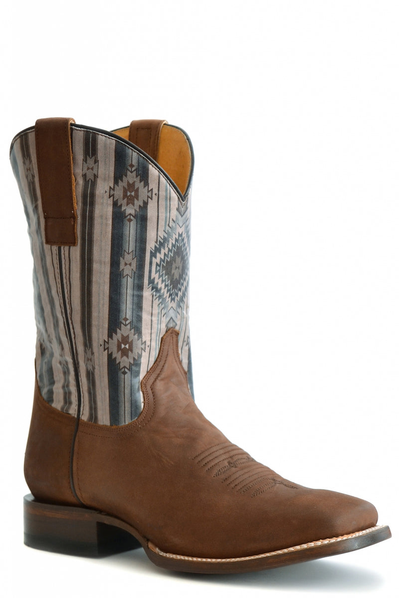 Roper Mens Square Toe Printed Native Design 11" Shaft Leather Boots