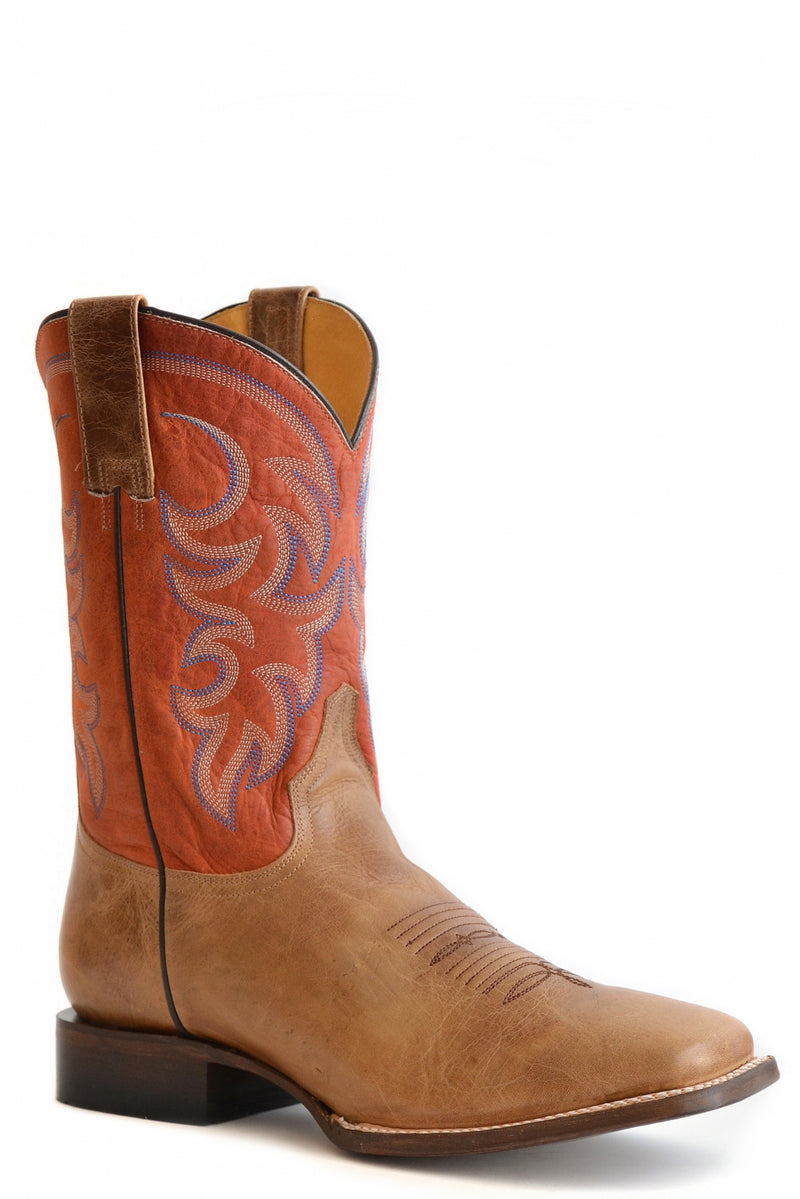 Roper Mens Square Toe Embroidered Leather 11" Shaft Leather Boots