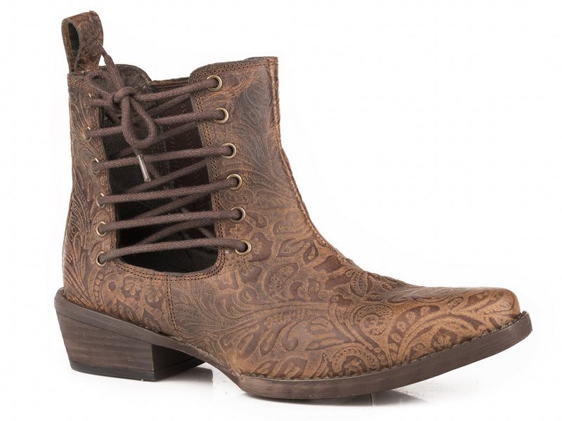 Roper Ladies Side Lace Design Snip Toe Boots