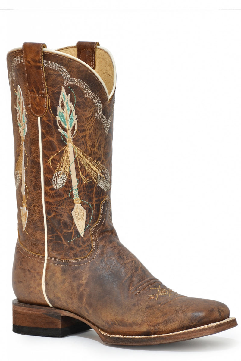 Roper Ladies Arrow Feather Square Toe Hybrid Outsole Boots