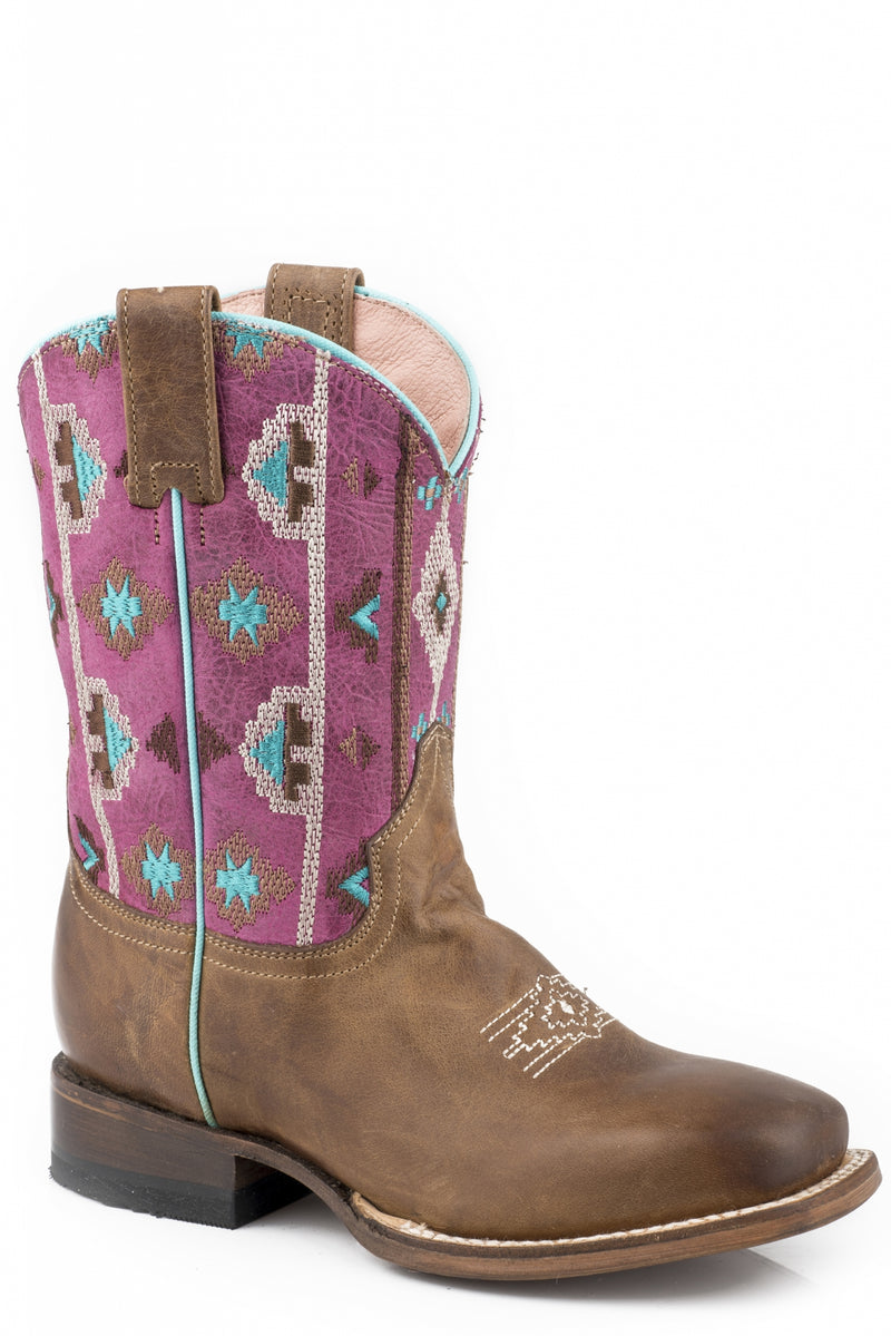 Roper Kids Arizona Square Toe Leather Outsole Boots