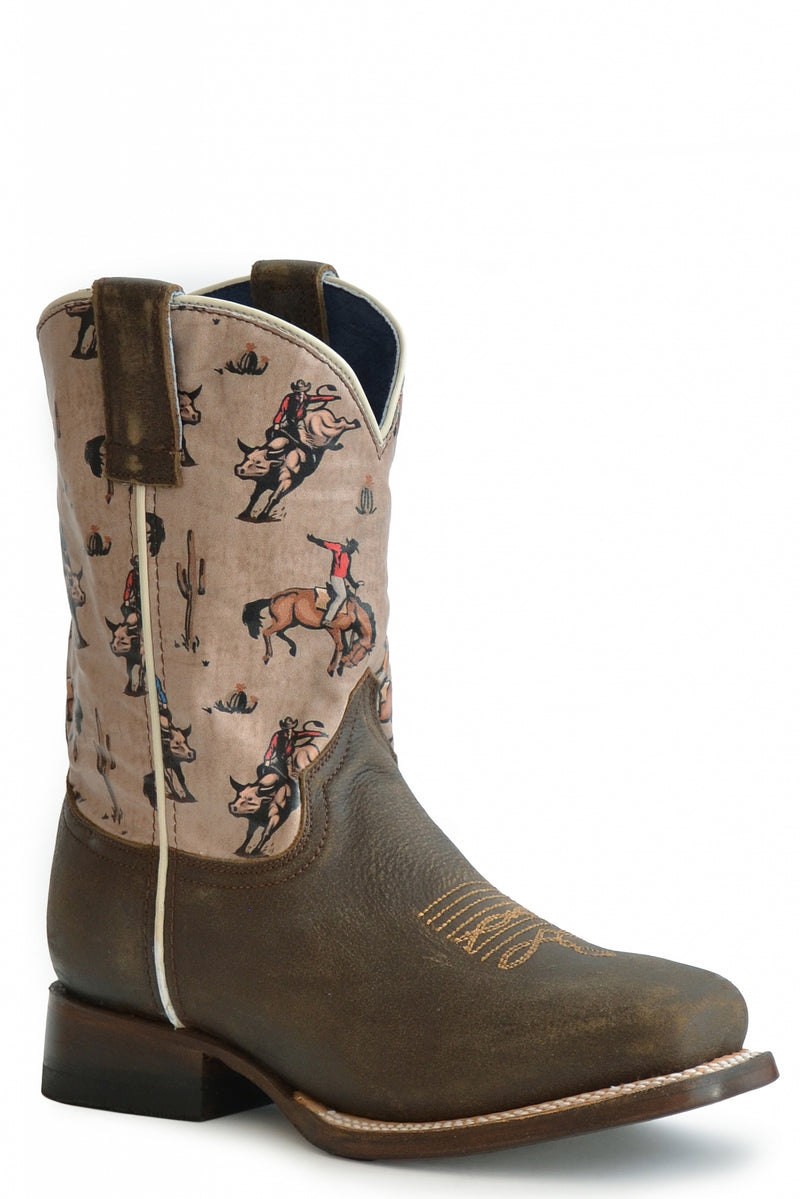 Roper Kids Roughstock 10" Shaft Leather Outsole Boots