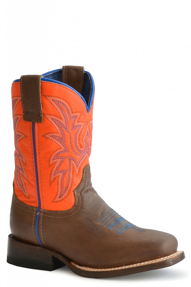 Roper Kids Cowboy Square Toe Leather Outsole Boots