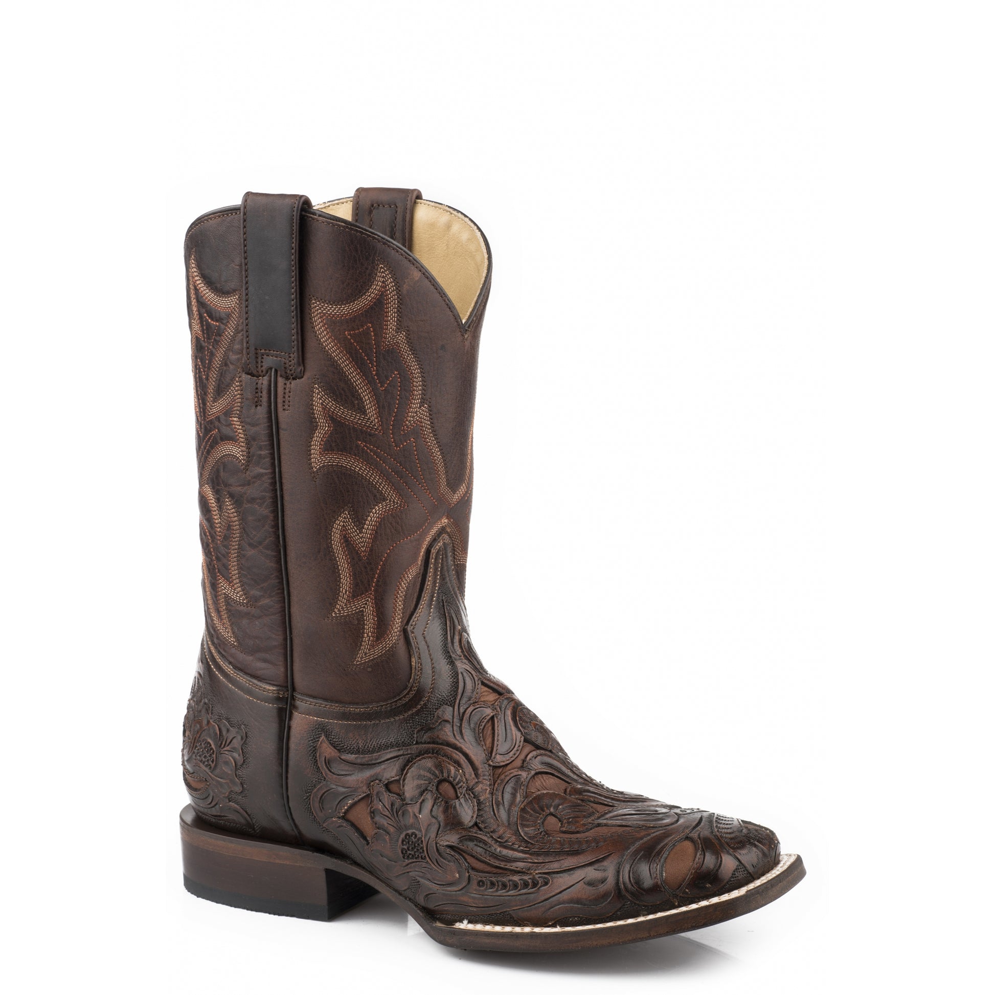 Stetson Mens Handtooled Wicks Square Toe TRU-X Insole Boots