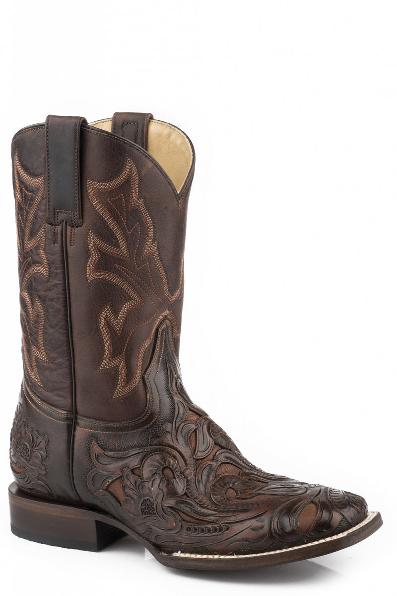 Stetson Mens Handtooled Wicks Square Toe TRU-X Insole Boots
