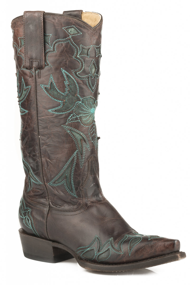 Stetson Ladies Mina Snip Toe 13" Shaft Stacked Heel Boots