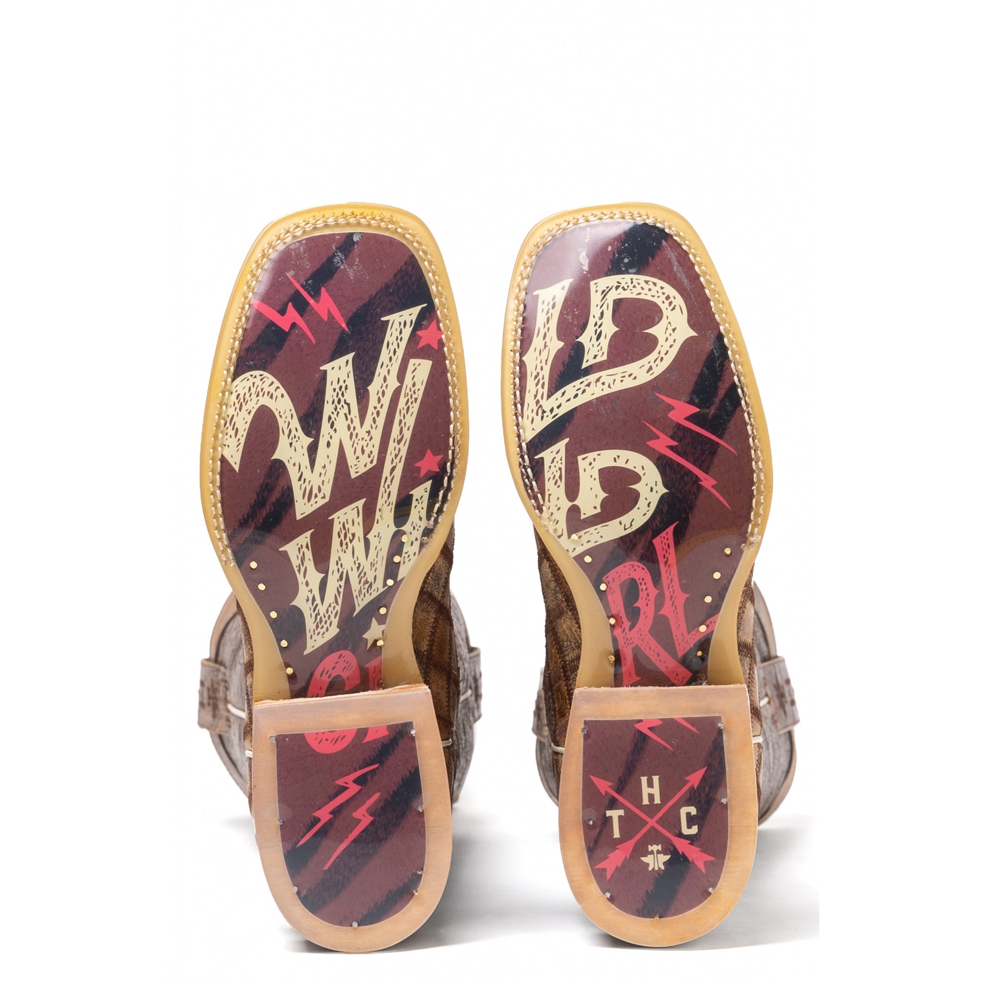 Tin Haul Ladies Square Toe Boots - Patches with Wild Cowgirl Sole