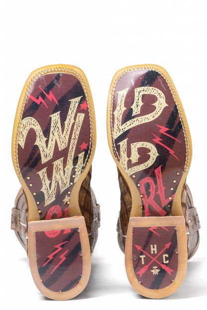 Tin Haul Ladies Square Toe Boots - Patches with Wild Cowgirl Sole
