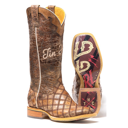 Tin Haul Ladies Square Toe Boots - Patches with Wild Cowgirl Sole